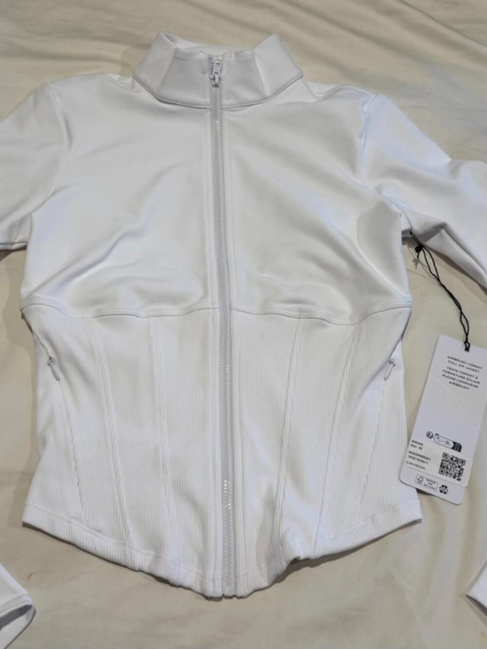 Alo Yoga white zip up jacket